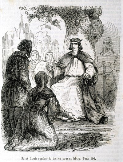 Saint Louis podávající spravedlnost pod bukem - v „Histoire de France“ od L.-P. Anquetil od French School