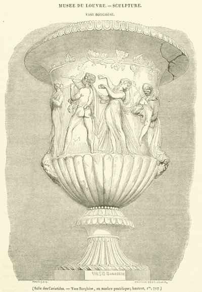 Hall of the Caryatids, Borghese Vase, v pentelském mramoru, výška, Im, 717 (rytina) od French School