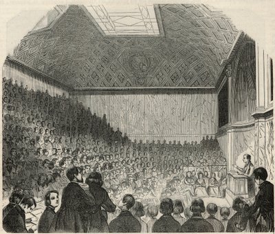 Učebna na College de France v Paříži v 19. století – rytina v „Tableau-de-Paris“ od Edmonda Texiera 1852 od French School