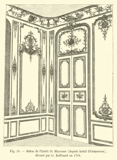 Salon hotelu de Mayenne, z hotelu Ormesson, vyzdobený G Boffrandem v roce 1709 od French School
