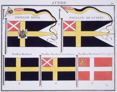 Skandinávské vlajky, z francouzské knihy vlajek, c.1819 od French School