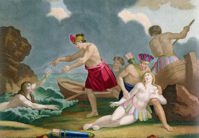 Scéna z historie aztécké princezny Amazilly a jejího bratra Telasca od French School