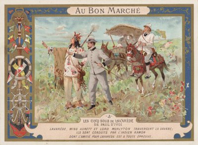 Scéna z románu Les Cinq Sous de Lavarede od Paula Ivoi (chromolitho) od French School