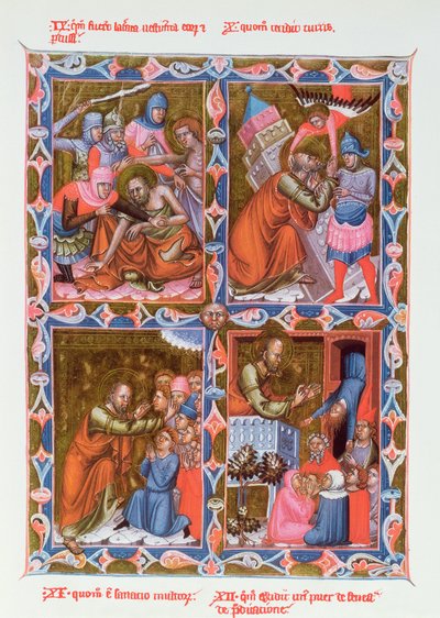 Scény ze života svatého Pavla, faksimile rukopisu Legendaire des Anjou-Hongrie z 15. století, škola v Bologni od French School