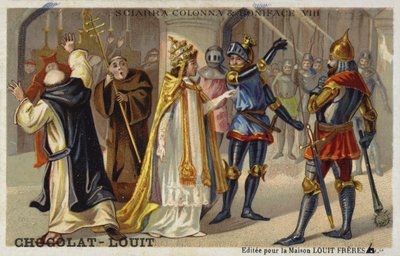 Sciarra Colonna fackovala papeže Bonifáce VIII. přes obličej, 1303 od French School
