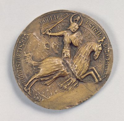 Pečeť Jeana IV Valliant (1341-99) vévoda z Bretaně (vosk) od French School