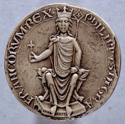 Pečeť krále Filipa II. dit Philippe Augustus (1165-1223) Paříž 13. století, Archives Nationales od French School