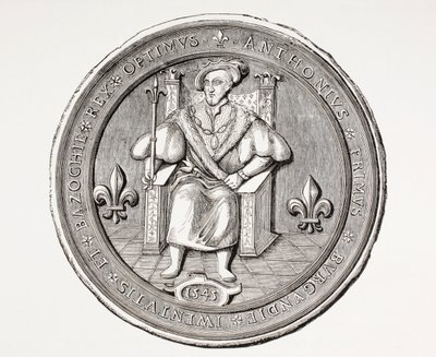 Pečeť krále Basoche, vůdce cechu právních úředníků pařížského soudního systému, z Les Arts au Moyen Age, vydáno 1873 od French School