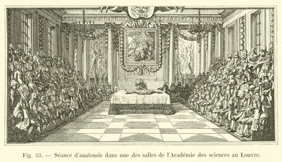 Seminář anatomie v jedné z místností Akademie věd v Louvru od French School