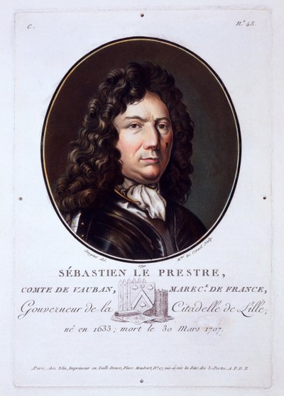 Sebastien le Prestre, Comte de Vauban, z Portréty velkých mužů, slavných žen a nezapomenutelných předmětů Francie, publikované 1787-92 od French School