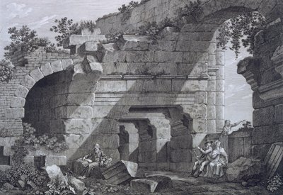 Galerie druhého stupně amfiteátru v Nimes, z Antiquités de la France: svazek I, Monuments de Nimes od French School