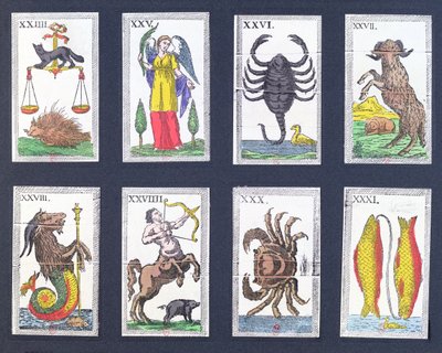 Výběr astrologických tarotových karet od French School