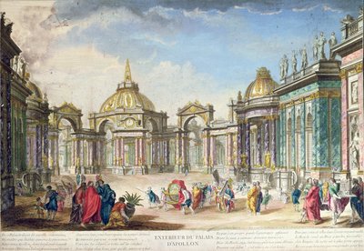 Scénografie pro exteriér paláce Apollo, vydaná v Paříži, 1748 od French School
