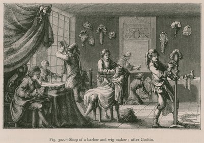 Prodejna holičů a paruk; po Cochin od French School