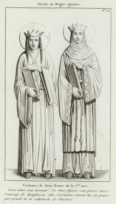 Century a Reign ignorovány, Kostýmy dvou královen 1. rasy (rytina) od French School