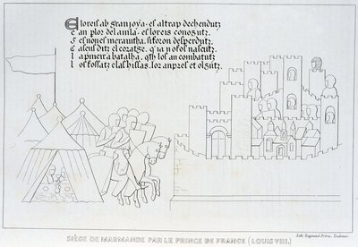 Obléhání Marmande Ludvíkem VIII od French School
