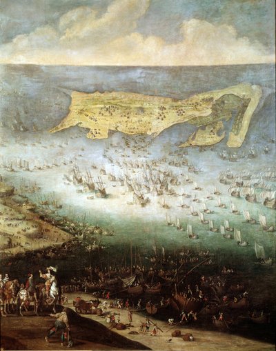 Obléhání citadely svatého Martina na Ile de Re, v roce 1627 (malba, kolem roku 1640) od French School