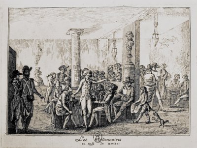 Sieyes a Les Nationnaires v kavárně Caveau v Paříži, srpen 1789 (rytina) od French School