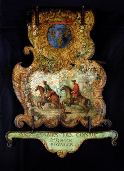 Znamení pro Royal Mail of Chantilly s erbem Conde (malovaný kov) od French School