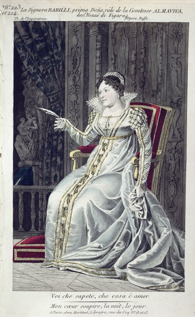 Signora Barilli v roli hraběnky Almaviva ve Figarově svatbě od French School
