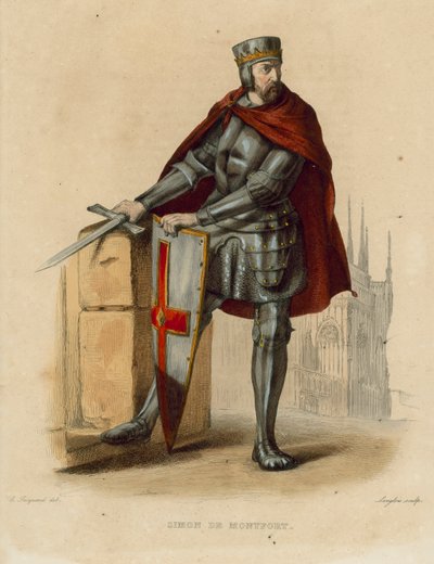 Simon de Montfort (barevná rytina) od French School