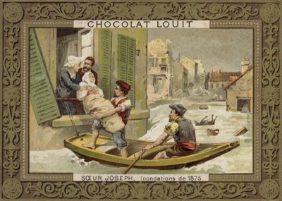 Sestra Joseph pomáhá zachraňovat lidi při povodních v roce 1875 od French School