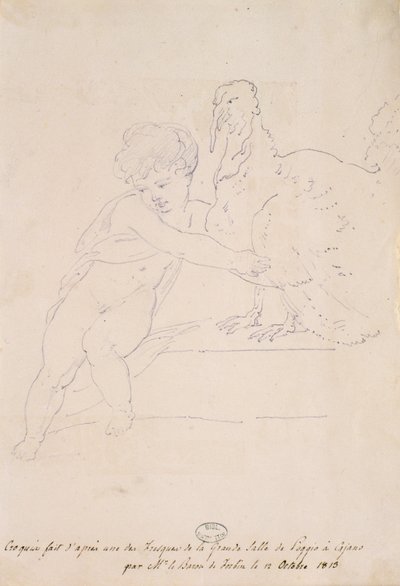 Skica z Velké síně v Poggio a Caiano, 12. října 1813 od French School