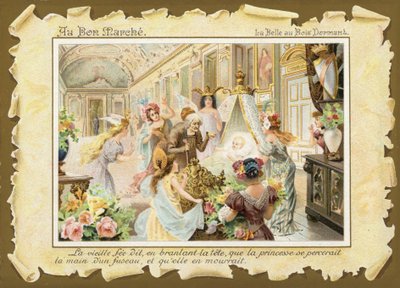 Šípková Růženka, dítě v postýlce od French School
