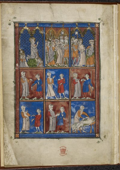 Sloane MS 1977 fol.5v Devět miniatur zobrazujících biblické a lékařské výjevy, Chirurgia od French School