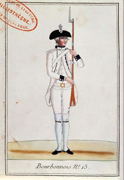 Voják pluku de Bourbonnois, kolem roku 1780 od French School
