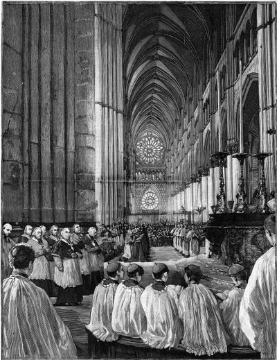 Slavnostní poprava v Cathedrale de Reims mše Gounod známá jako mše Johanky z Arku dne 24. července 1887. od French School
