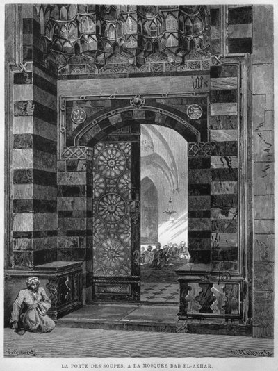 Sops gate, mešita Al Azhar, Káhira, z LEgypte, Georg Moritz Ebers, 1881 od French School