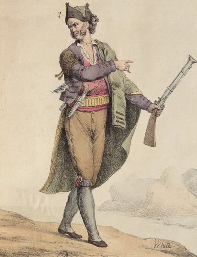 Španělský pašerák z oblasti Cádiz, 1815, vyryl Langlume (19. století) od French School