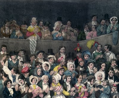 Diváci tleskají v divadle, vyryto Benardem a Freyem, 1837 od French School