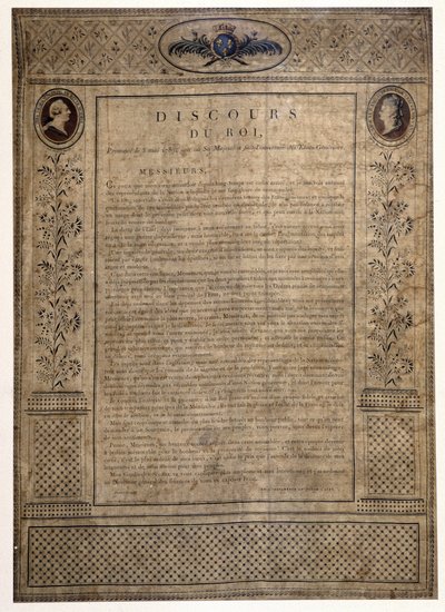 Řeč králova k otevření generálního stavovského, 5. května od French School
