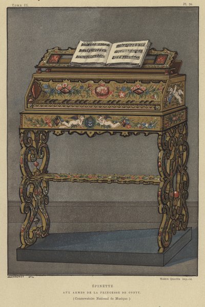 Spinet s erbem princezny z Conti od French School