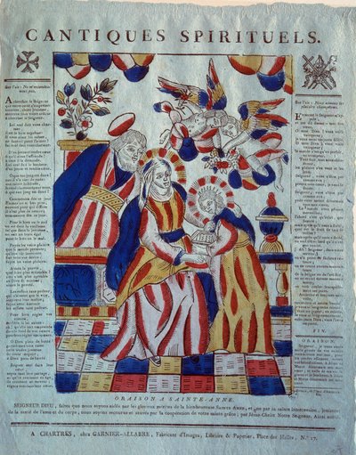 Duchovní píseň: modlitba ke svaté Anně. Rytina z 19. století. Paříž, Muzeum lidového umění a tradic od French School