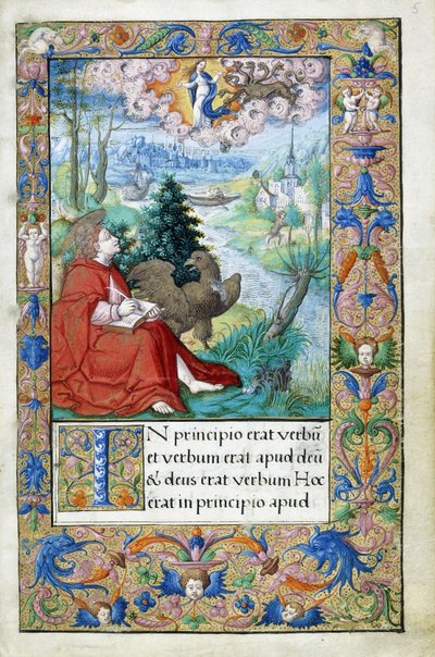 Svatý Jan z Patmosu, z Knihy hodin vytvořené pro Františka I., kolem 1532-1540 od French School