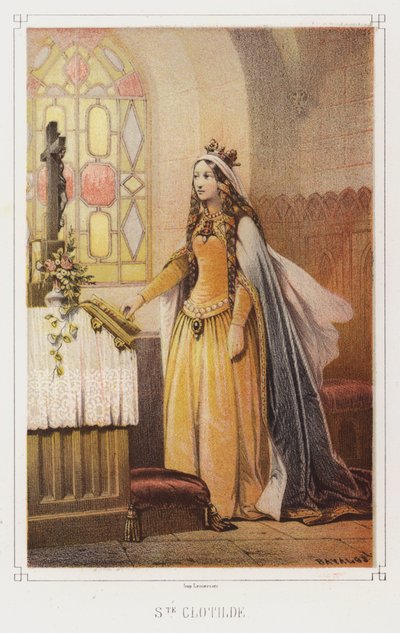 Svatá Clotilda, královna Franků (barva lito) od French School