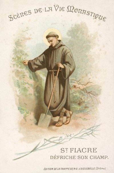 St Fiacre čistí své pole (chromolitho) od French School