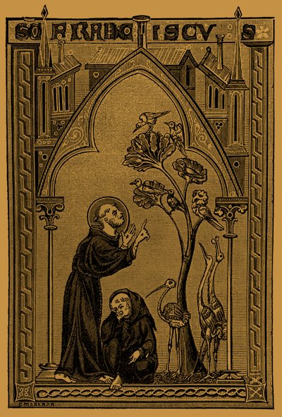 Svatý František z Assisi mluví s ptáky od French School