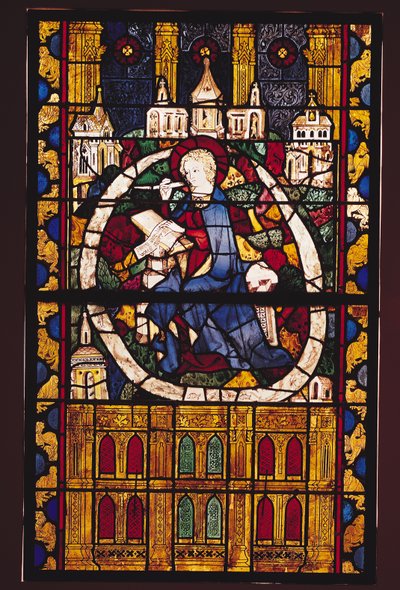Svatý Jan Evangelista píšící Apokalypsu, Pařížská škola, kolem roku 1350 od French School