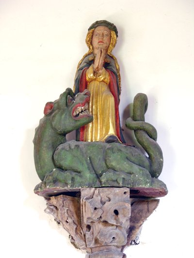 Svatá Markéta Antiochijská (polychromované dřevo) od French School