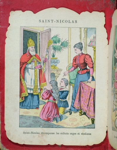 Mikuláš na návštěvě u slušně vychovaných a pilných dětí, kolem roku 1880 od French School