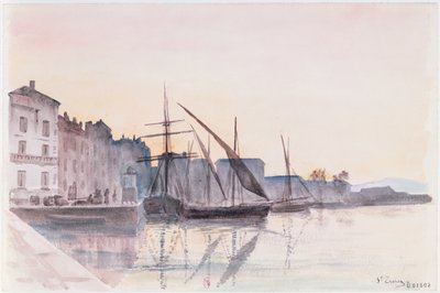St. Tropez (akvarel na papíře) od French School