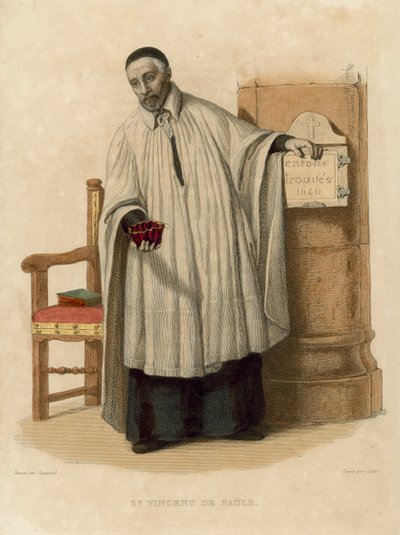 St Vincent de Paule (barevná rytina) od French School