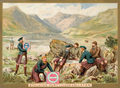 Stalking party, Loch Callater, Skotsko (chromolitho) od French School