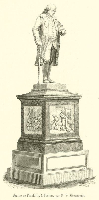 Statue de Franklin, Boston (rytina) od French School