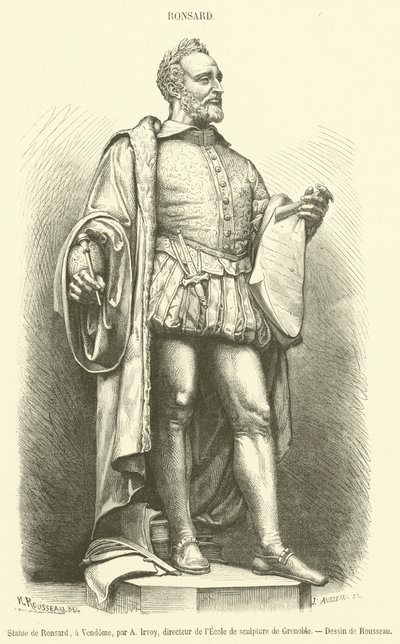 Socha Ronsarda, ve Vendome (rytina) od French School
