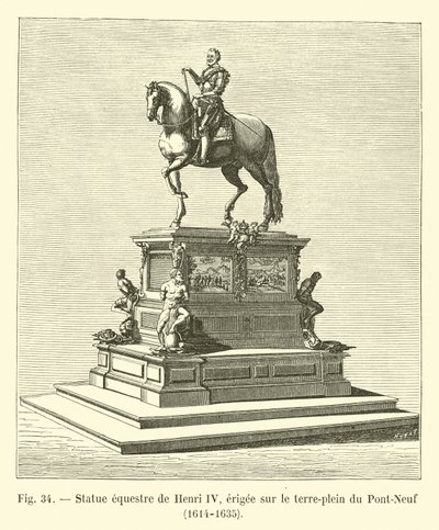 Jezdecká socha Jindřicha IV., postavená na středním mostě Pont-Neuf, 1614-1635 od French School